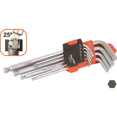 Tactix 9pc Hex Key Ball Point End Set-SAE