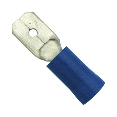 Champion Blue Male Push - On Spade Terminal - 100pk