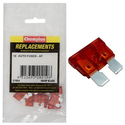 Champion AF 10Amp Standard Blade Fuse (Red) -10pk