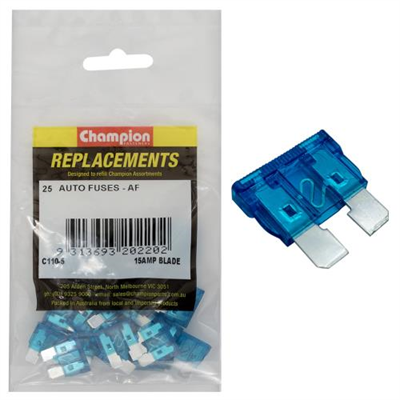 Champion AF 15Amp Standard Blade Fuse (Blue) -25pk