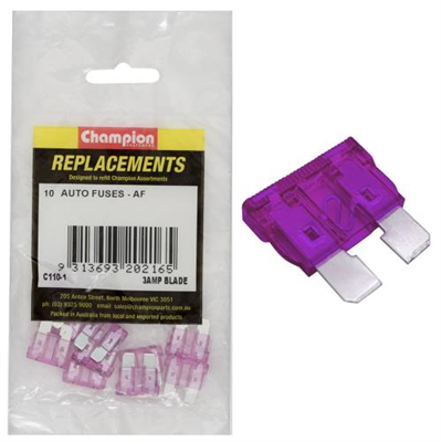 Champion AF 3Amp Standard Blade Fuse (Violet) -10pk