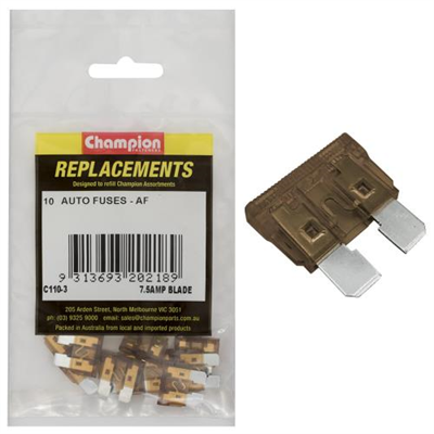Champion AF 7.5Amp Standard Blade Fuse (Brown) -10pk