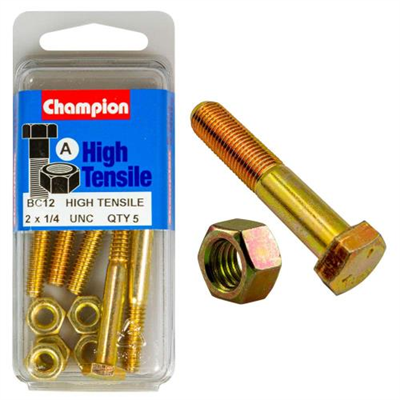 Champion 2in x 1/4in Bolt And Nut (A) - GR5