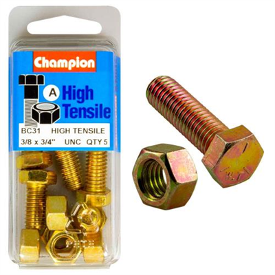 Champion 3/4in x 3/8in Set Screw & Nut (A) - GR5