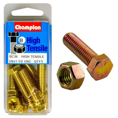 Champion 1-1/2in x 3/8in Set Screw & Nut (B) - GR5