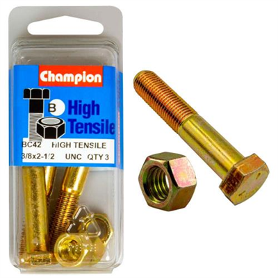 Champion 2-1/2in x 3/8in Bolt & Nut (B) - GR5