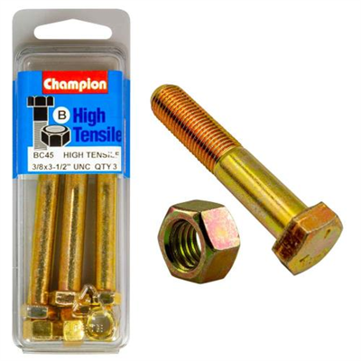 Champion 3-/12 x 3/8in Bolt & Nut (B) - GR5