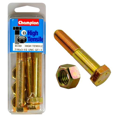 Champion 3-1/2in x 7/16in Bolt & Nut (B) - GR5