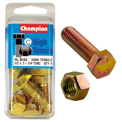 Champion 1-1/4in x 1/2in Set Screw  & Nut (C) - GR5
