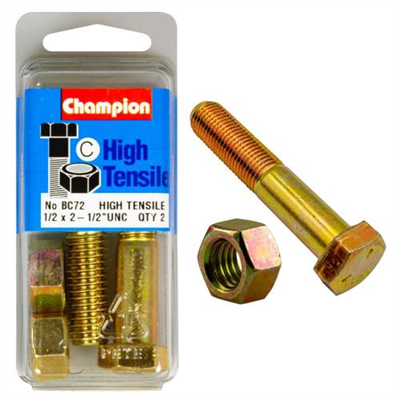 Champion 2-1/2in x 1/2in Bolt And Nut (C) - GR5