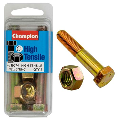 Champion 3in x 1/2in Bolt And Nut (C) - GR5