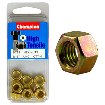 Champion 5/16in UNC Hex Nut (A) - GR5