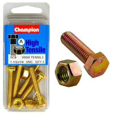 Champion 1-1/2in x 1/4in Set Screw & Nut (A) - GR5