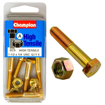Champion 1-1/2in x 1/4in Bolt And Nut (A) - GR5