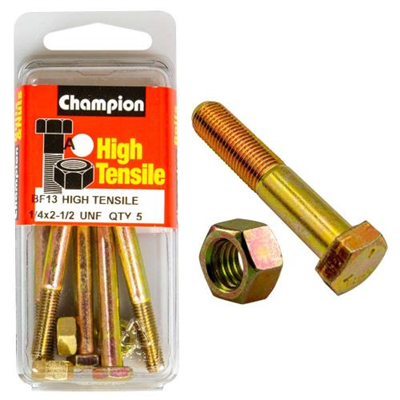 Champion 2-1/2in x 1/4in Bolt And Nut (A) - GR5