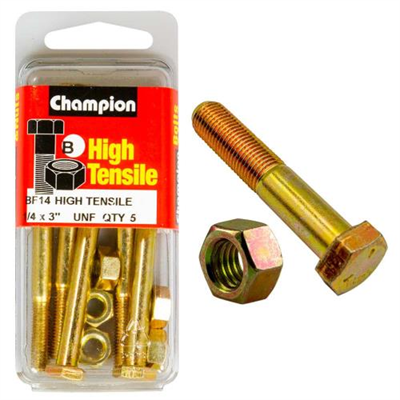 Champion 3in x 1/4in Bolt And Nut (B) - GR5
