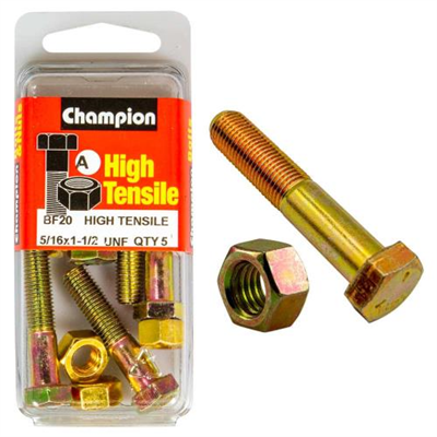Champion 1-1/2in x 5/16in Bolt And Nut (A) - GR5