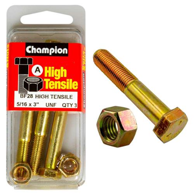 Champion 3in x 5/16in Bolt And Nut (A) - GR5