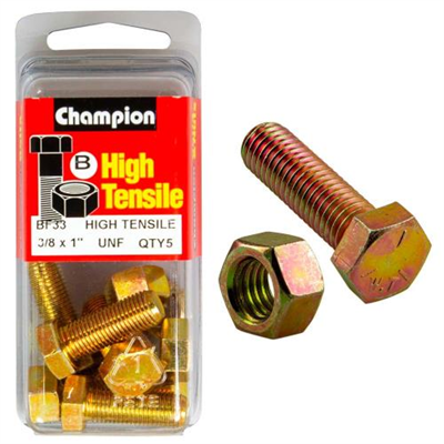 Champion 1 x 3/8in Set Screw & Nut (B) - GR5