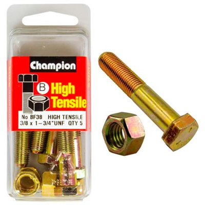 Champion 1-3/4in x 3/8in Bolt And Nut (B) - GR5