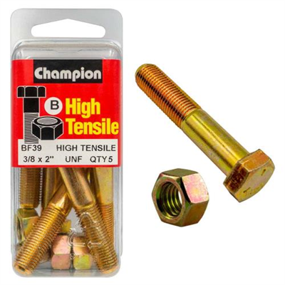 Champion 2in x 3/8in Bolt And Nut (B) - GR5