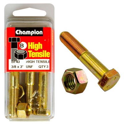 Champion 3in x 3/8in Bolt And Nut (B) - GR5