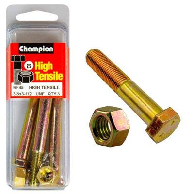 Champion 3-1/2in x 3/8in Bolt And Nut (B) - GR5
