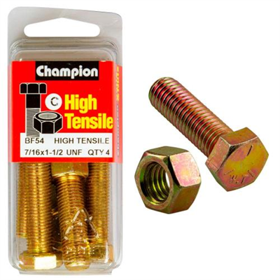 Champion 1-1/2in x 7/16in Set Screw  & Nut (C) - GR5