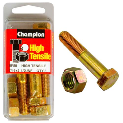 Champion 2-1/2in x 7/16in Bolt & Nut (C) - GR5
