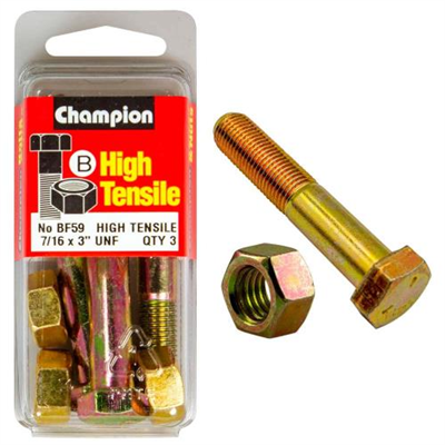 Champion 3in x 7/16in Bolt And Nut (B) - GR5