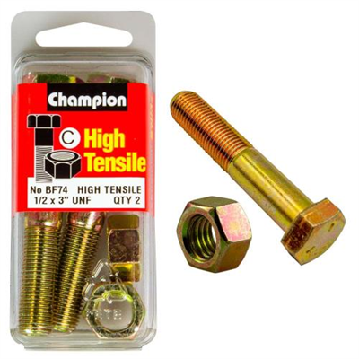 Champion 3in x 1/2in Bolt And Nut (C) - GR5