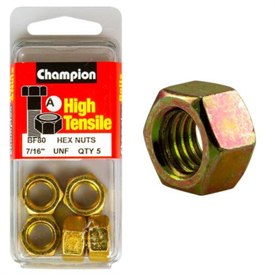 Champion 7/16in UNF Hex Nut (A) - GR5