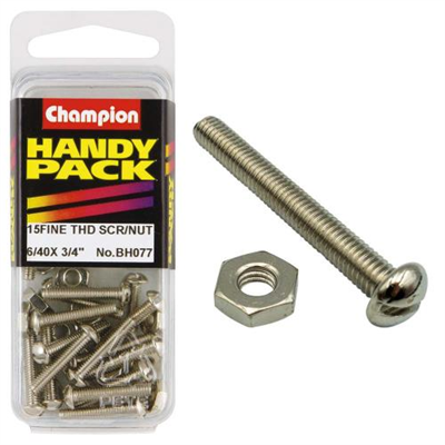 Champion 6/40in x 3/4in Fine Set Screw & Nut