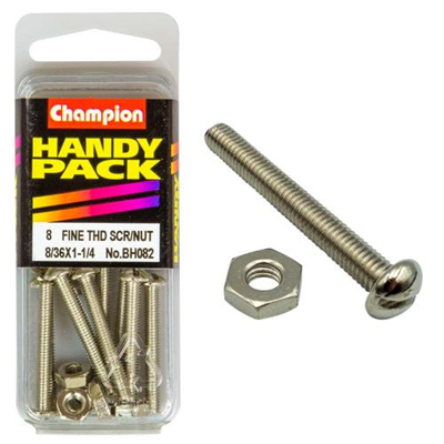 Champion 8/36in x 1-1/4in Fine Set Screw & Nut