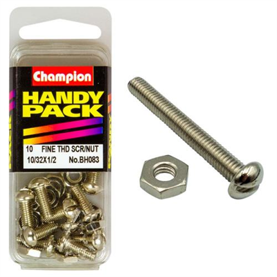 Champion 10/32in x 1/2in Fine Set Screw & Nut