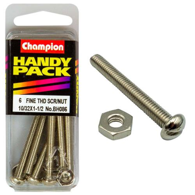 Champion 10/32in x 1-1/2in Fine Set Screw & Nut