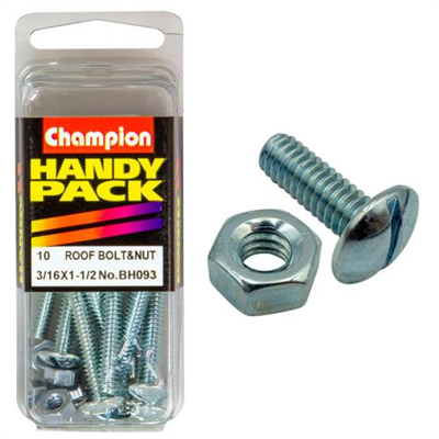 Champion 3/16in x 1-1/2in Roofing Bolt & Nut