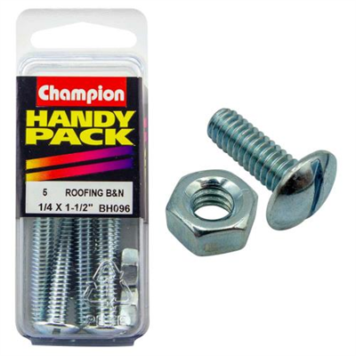 Champion 1/4in x 1-1/2in Roofing Bolt & Nut