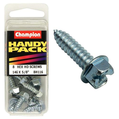 Champion 14G x 5/8in S/Tap Set Screw - Hex HD