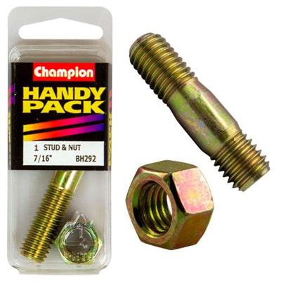 Champion 7/16in x 2-1/4in UNC Manifold Stud & Nut
