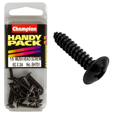 Champion 6G x 3/4in Washer Face S/Tap Black