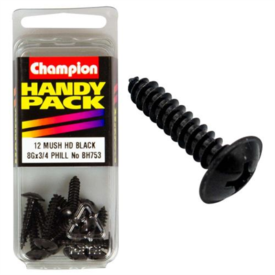Champion 8G x 3/4in Washer Face S/Tap Set Screw - Blk Zinc