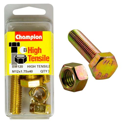 Champion M12 x 40 Set Screw & Nut (B) - GR8.8