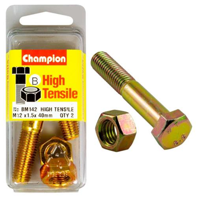 Champion M12 x 40 x 1.5 Bolt & Nut (B) - GR8.8