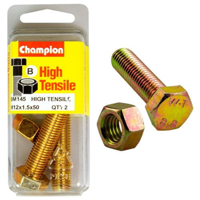 Champion 12 x 50 x 1.5 Set Screw  & Nut (B) - GR8.8