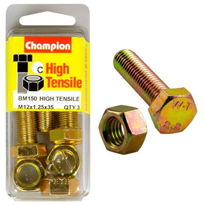 Champion M12 x 35 x 1.25 Set Screw & Nut (C) - GR8.8