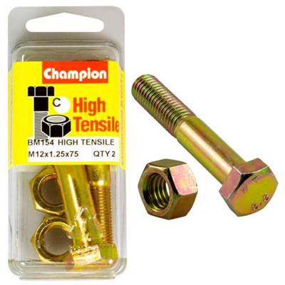 Champion M12 x 75 x 1.25 Bolt & Nut (C) - GR8.8