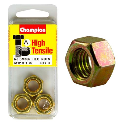 Champion M12 x 1.75  Hex Nut (A) - GR8.8
