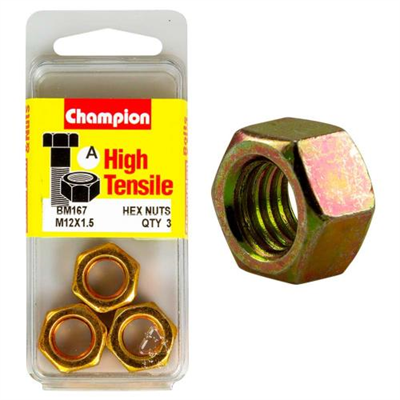 Champion M12 x 1.5  Hex Nut (A) - GR8.8
