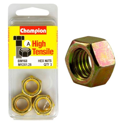 Champion M12 x 1.25 Hex Nut (A) - GR8.8